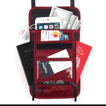 RFID Blocking Passport Holder Wallet with Neck Stash Pouch for Traveling Security Credit ID Card