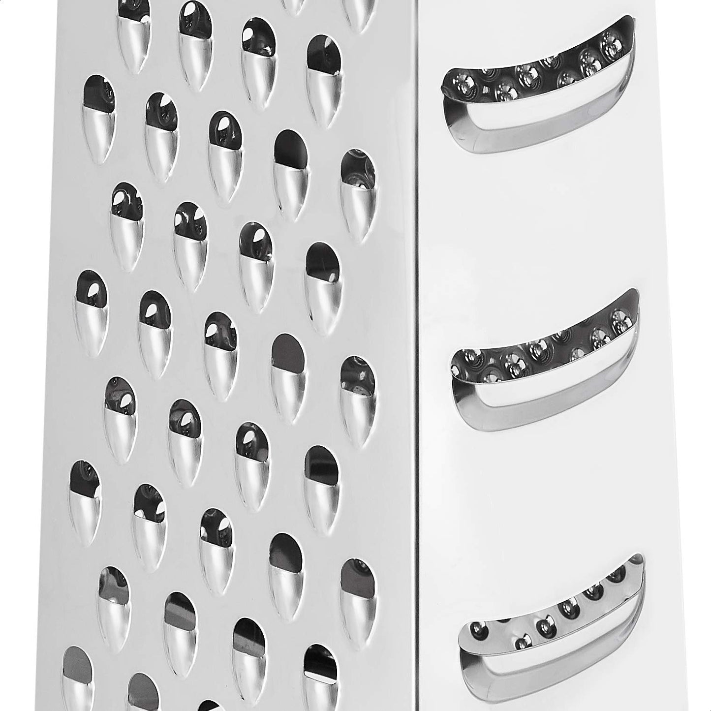 Amazon Basics Rectangular 4-Sided Box Cheese Grater, Stainless Steel, Zester, Non-Slip Base, Dishwasher-Safe, 9 inch, Black