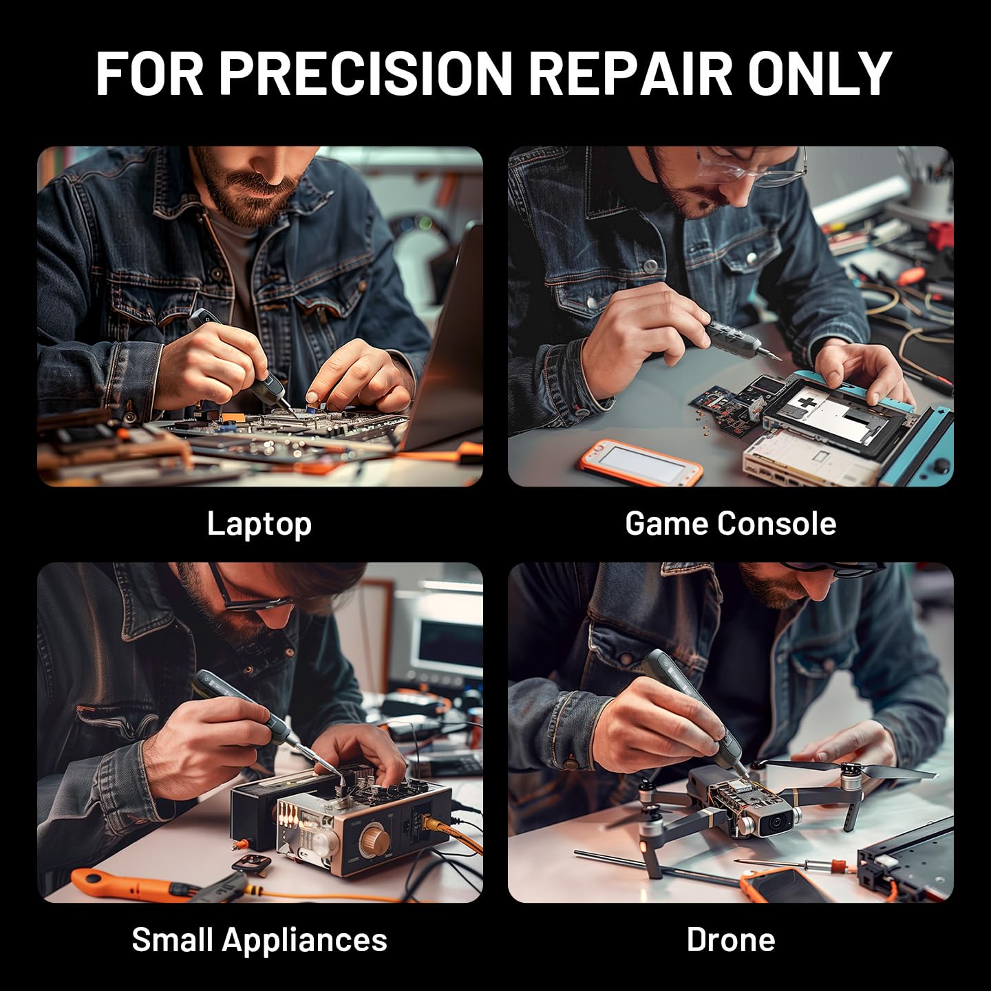 EZARC Electric Screwdriver Set, 181 in 1 Cordless Screwdriver, 3 Torque Settings with 160 Magnetic Precision Bits, Power Screwdriver Repair Tool Kit for Phone Laptop Camera Watch Computer-White