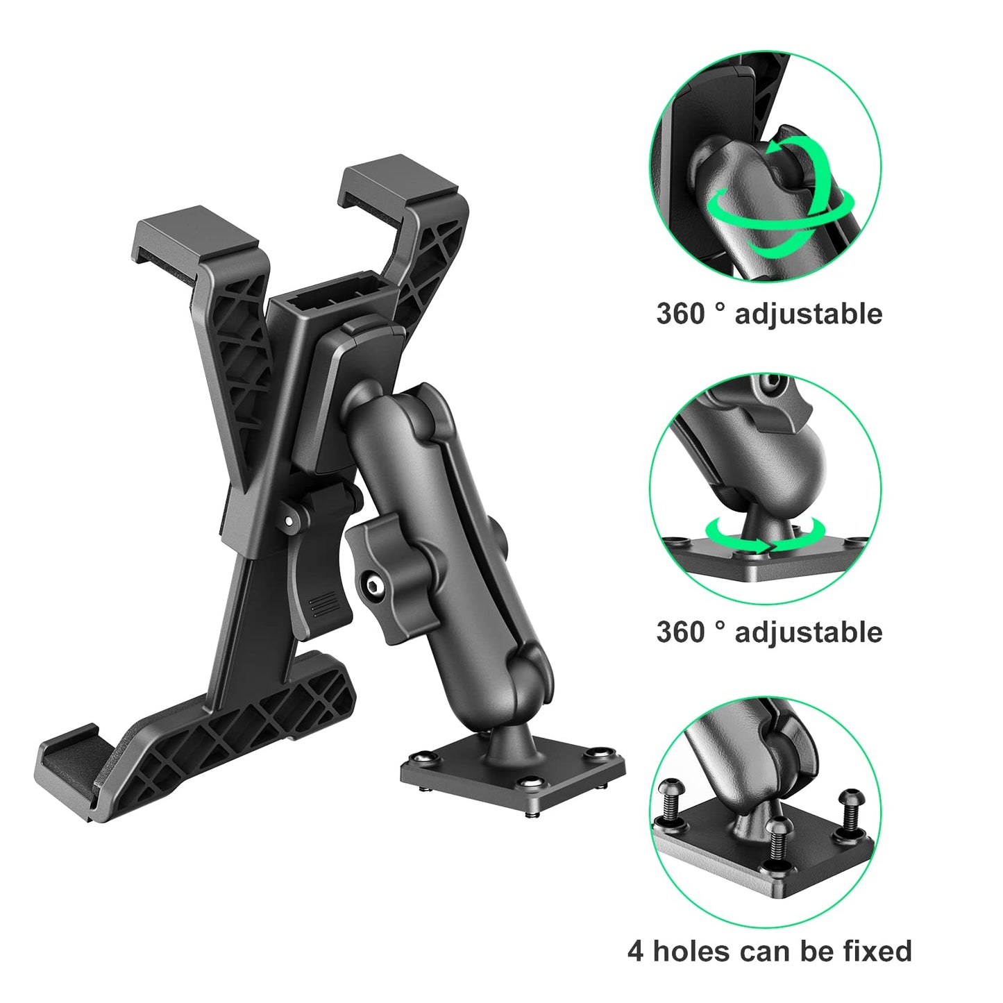 OHLPRO Heavy Duty Drill Base Tablet Holder Car Mount Dashboard for iPad/iPad mini Samsung Galaxy (All 7" - 11.5") Tablets, ipad Mount for Desks,Cars, Great for Wall, Truck, Commercial Vehicles Dash