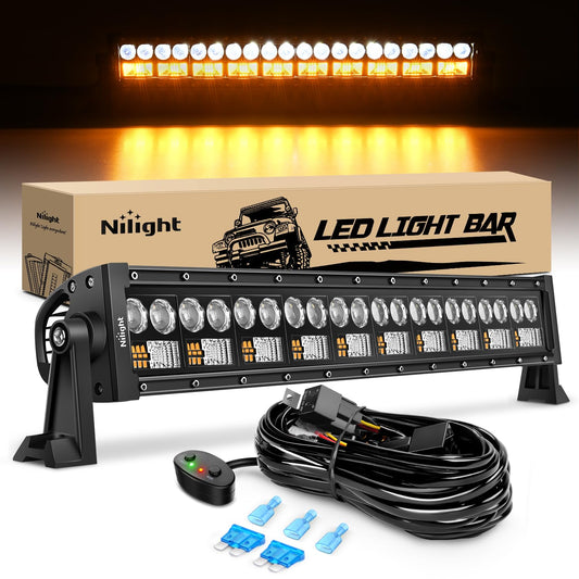 Nilight LED Light Bar 7D 22Inch 150W Spot Flood Combo Beam Amber White Work Offroad Lighting Driving Fog Lights for SUV ATV UTV Pickup Truck Boat
