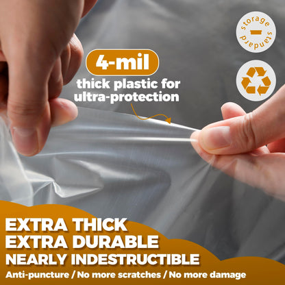 Plastic Furniture Covers for Moving - Heavy-Duty Loveseat Cover for Love Seat, Bench and Large Items, Clear Bags for Renovation, Wrap or Storage - Extra Large Bag Open Size 68 x 42 x 62 Inch