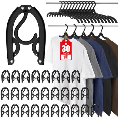 30 Pcs Travel Hangers Portable Foldable Travel Hanger Organizer, Plastic Cruise Essentials Clothes Drying Rack Folding Hangers for Camping Flying RV Europe Vacation Essentials Suitcase, Black