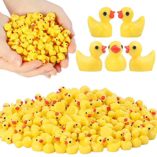 100Pcs Mini Resin Ducks, Tiny Ducks Figurines Bulk for Miniature Dollhouse Decor Accessories Garden Aquarium Potted DIY Ornament Party Toys
