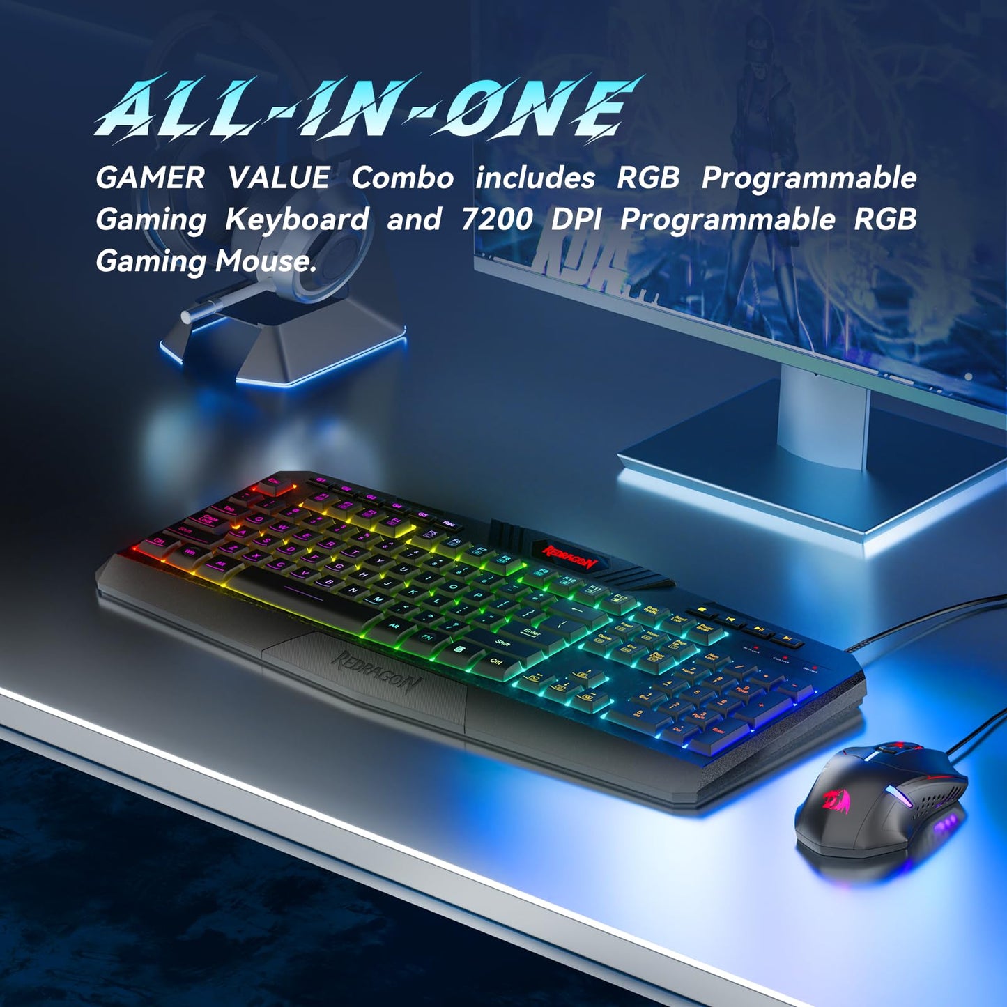 Redragon S101 Gaming Keyboard, M601 Mouse, RGB Backlit Gaming Keyboard, Programmable Backlit Mouse, Value Combo Set [New Version]