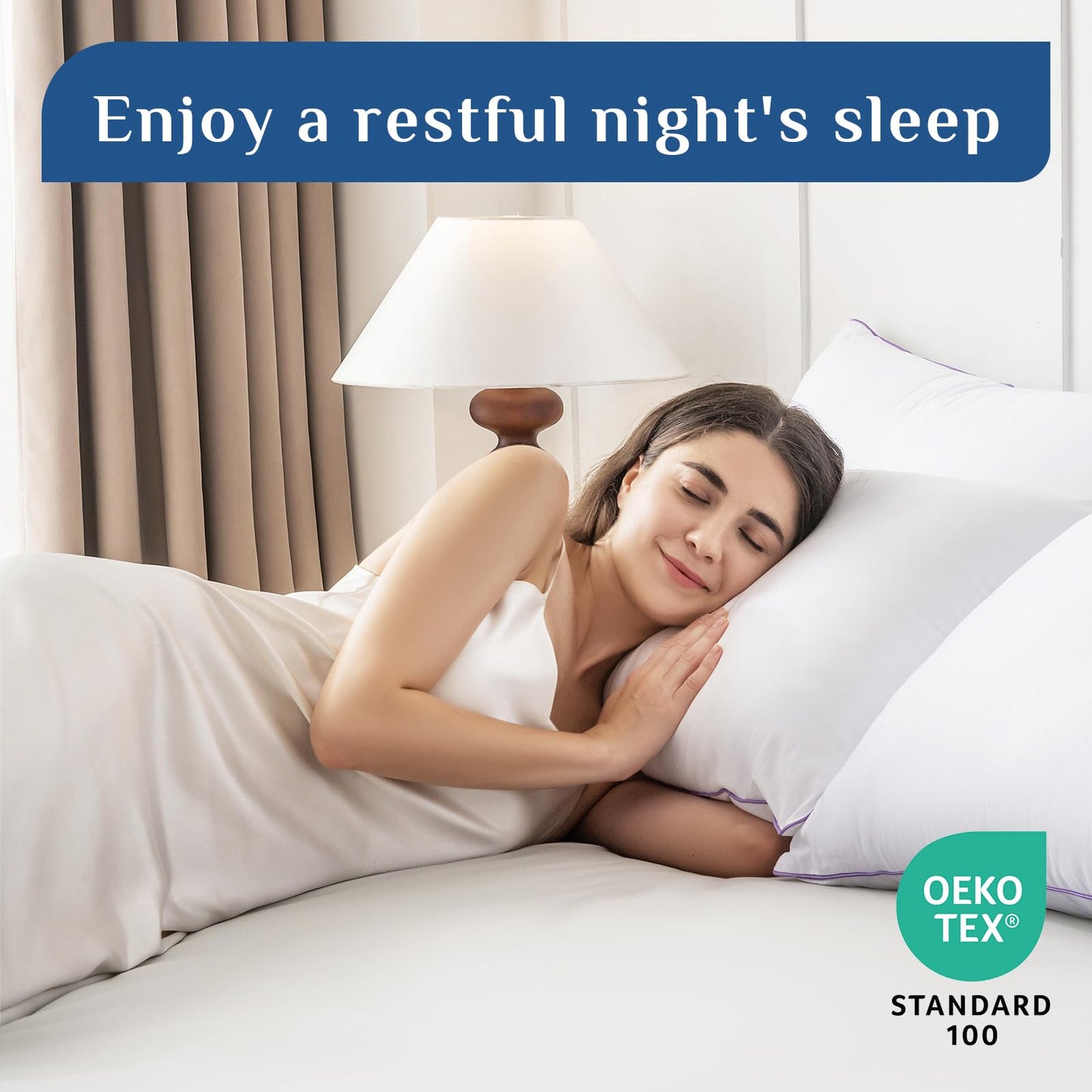 JOLLYVOGUE Pillows Standard Size Set of 1, Washable Supportive Bed Pillows with Super Soft Down Alternative Fill, Luxury Fluffy Hotel Quality for Side, Back, and Stomach Sleepers