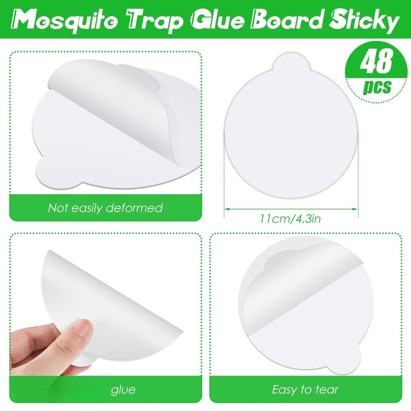 Kittmip 48 Pack 4.3 Inches Round Insect Trap Refillable Glue Boards Sticky Fruit Fly Trap Mosquito Fly Killer for Mosquitoes Fruit Flies Gnats Moths Fits Most Models Indoor Outdoor Lamp