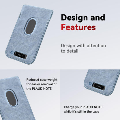 Magnetic Carrying Leather Case for PLAUD Note AI Voice Recorder – Thin Phone Wallet Attachment, Compatible with All Phone Sizes Blue (Original Equipment Included, No Additional Purchases Needed)