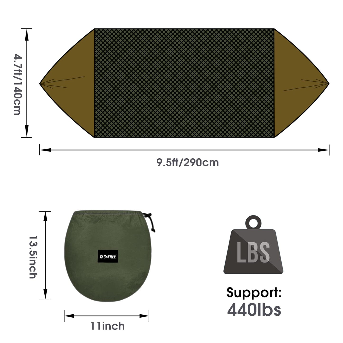 G4Free Large Camping Hammock with Mosquito Net 2 Person Pop-up Parachute Lightweight Hanging Hammocks Tree Straps Swing Bed for Outdoor Backpacking Backyard Hiking