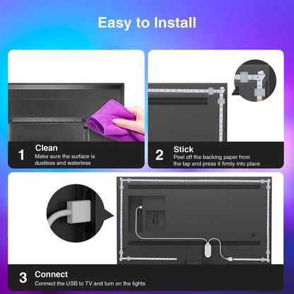 GHome Smart SL1 TV LED Backlight, Smart WiFi Strip Light Compatible with Alexa and Google Home, App Control, Music Sync 16 Million Rgb Red Green Blue 9.2Ft ST1-B