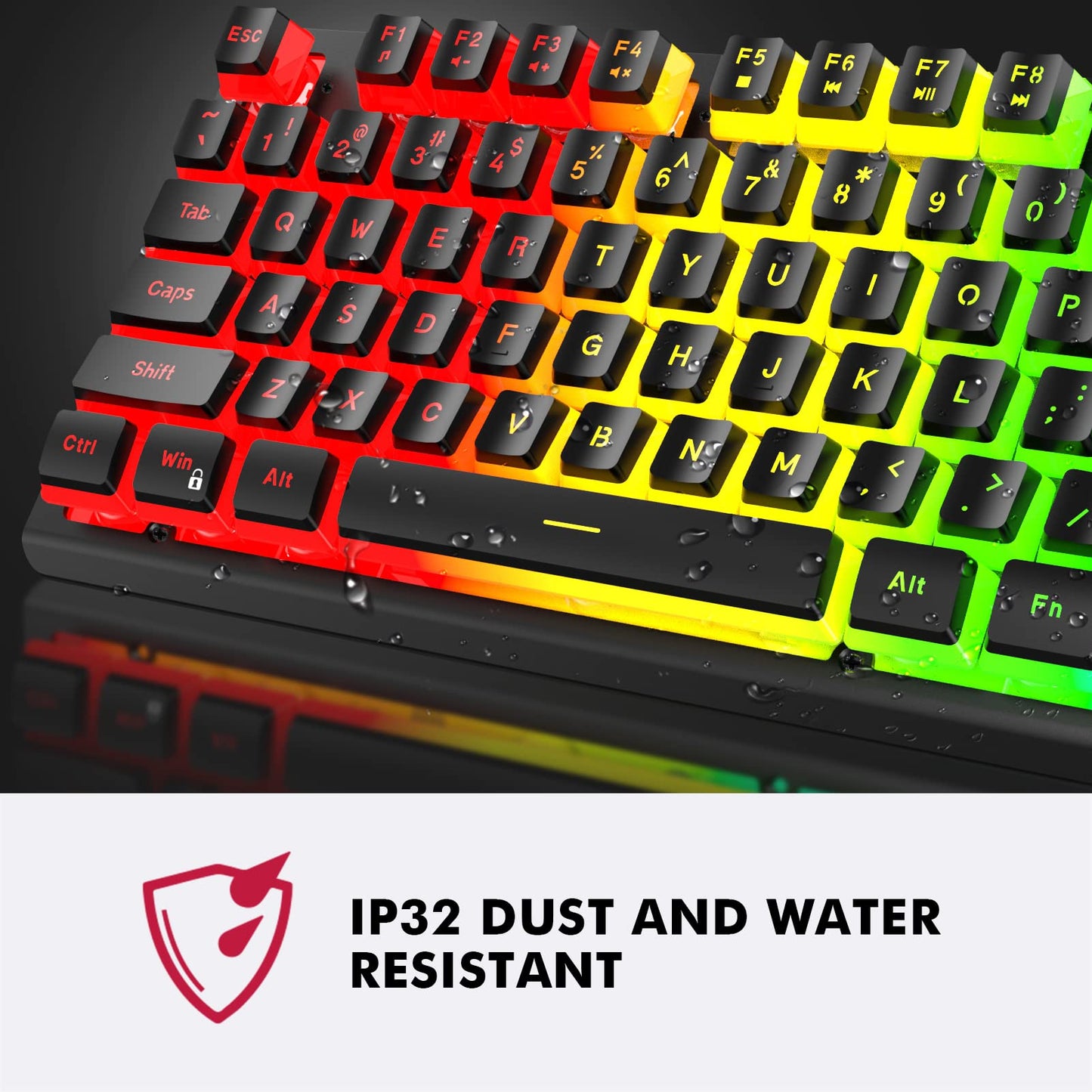 NPET K10V4 Wired Gaming Keyboard, RGB 10 Zone Backlit, Spill-Resistant Design, Multimedia Keys, Quiet Silent USB Membrane Pudding Keyboard for Desktop, Computer, PC