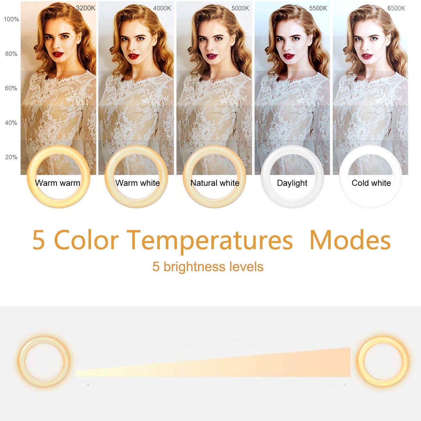 Ring Light Video Conference Lighting Kit 3200k-6500K Dimmable Led Clip on Computer Monitor Laptop Phone for Content Creator (YouTube/TikTok/Twitch) Makeup,Conference,Selfie,Video,Vlog (Black)