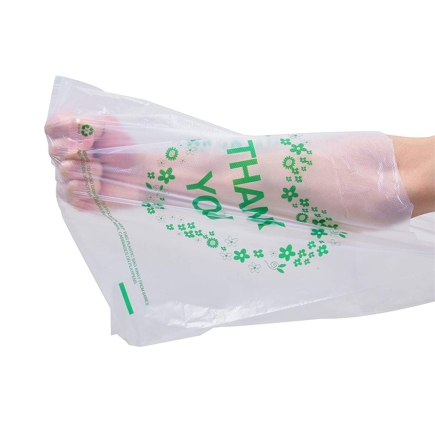 LazyMe Thank You T Shirt Bags White Plastic Grocery Bags with Handles,Standard Supermarket Size, 12 x 20 inch (50 pcs)
