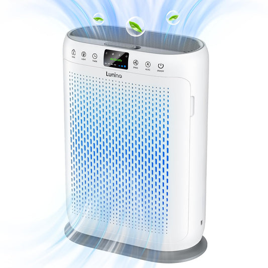 Air Purifiers for Home Large Room up to 2400sq.ft, LUNINO H13 HEPA Air Filter with PM 2.5 Display Air Quality Sensors, Aromatherapy Function, Air Cleaner for Dust, Smoke, Dander, Pets Hair, Pollen