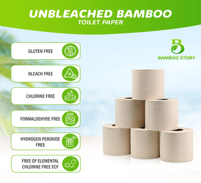 Premium Bamboo Toilet Paper, PFAS Free, Chemical Free Toilet Paper, Unbleached, (24) 3PLY & 300 Sheets, FSC Certified, Organic Brown, Plant-Based, Tree-Free, Plastic Free, BPA Free (24)