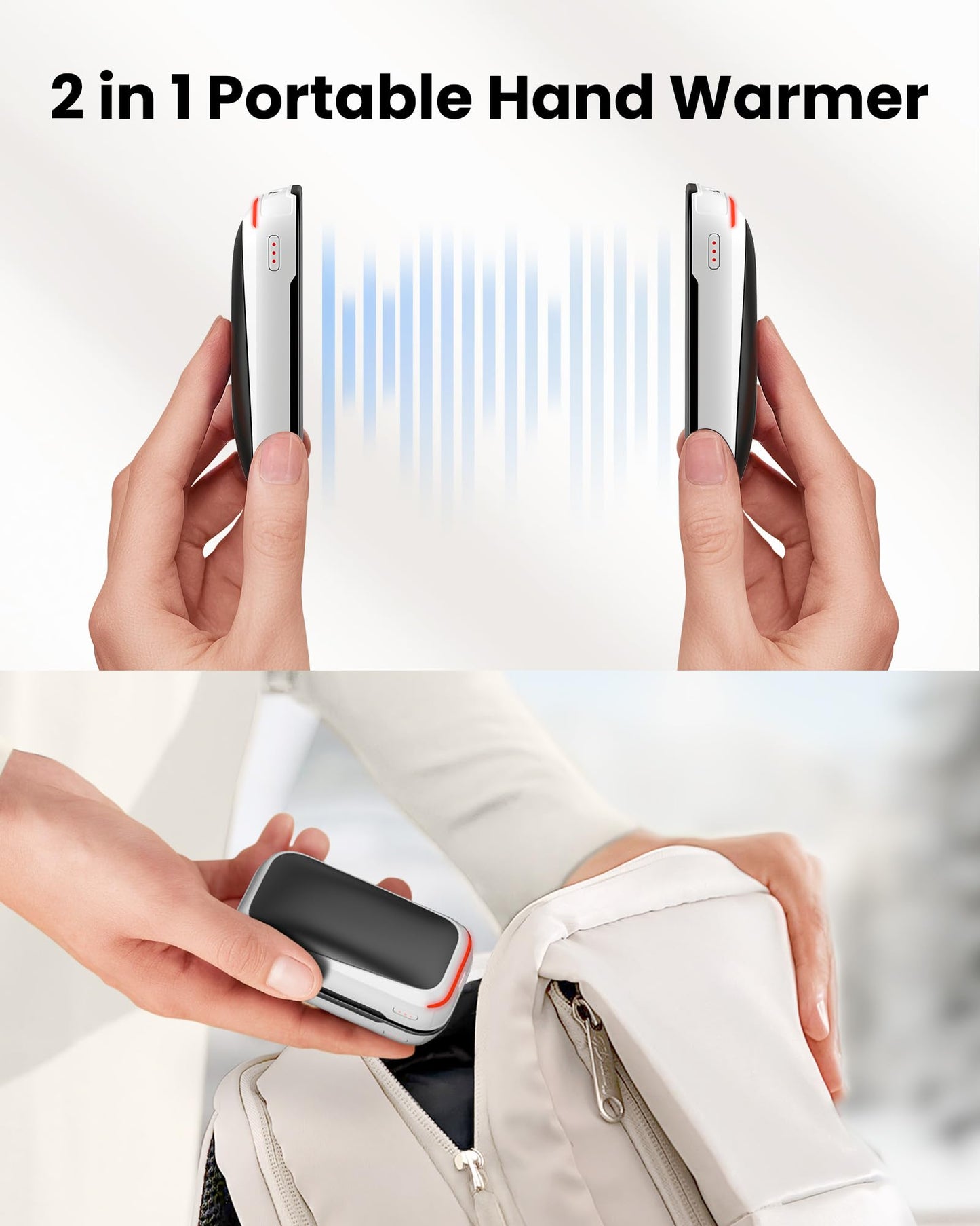 Gaiatop Electric Hand Warmers Rechargeable, Magnetic Pocket Hand Warmer 2-Pack, 3s Fast Heating, Fits in Gloves, for Winter Sports, Hunting Accessories, Stocking Stuffers Gifts for Men Women