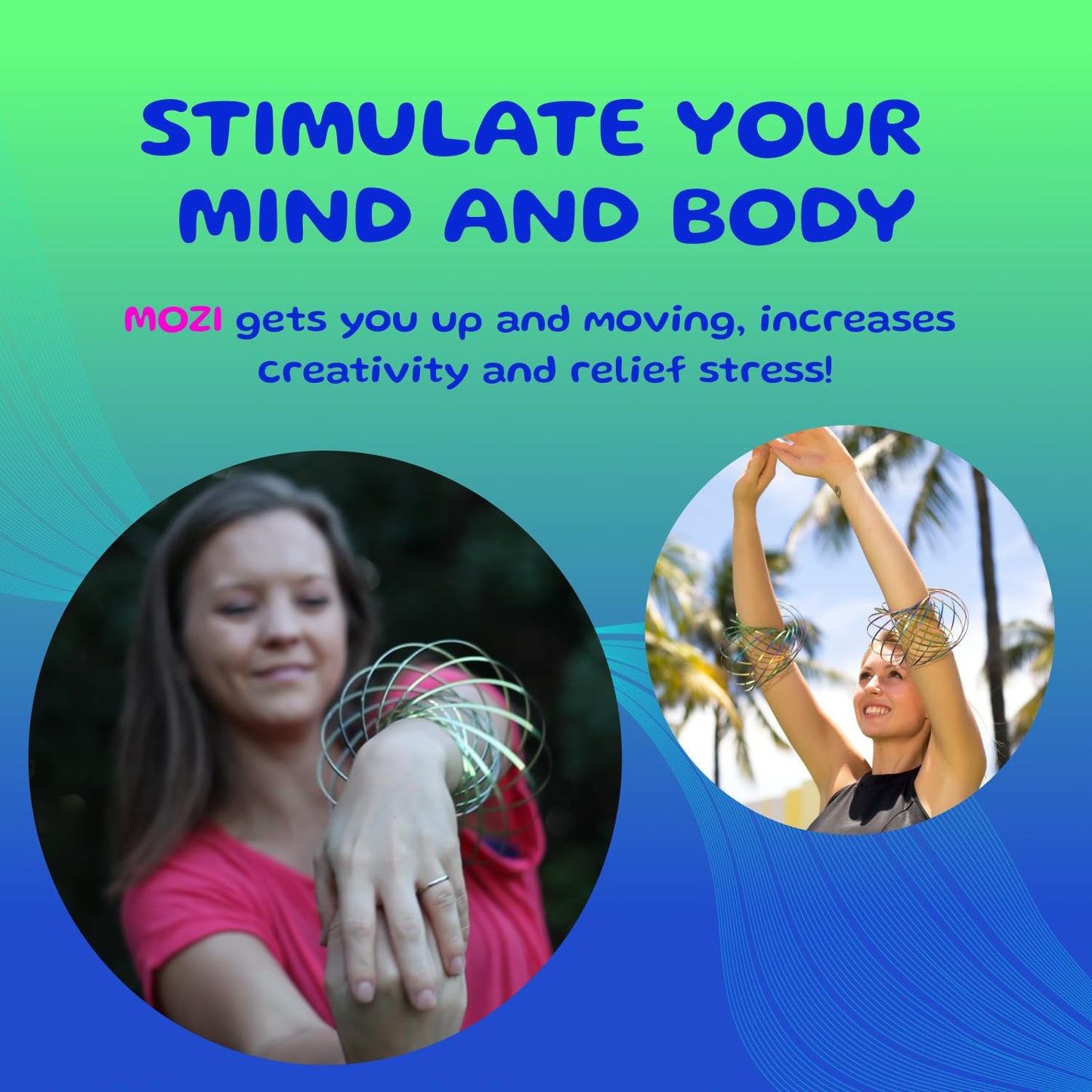 Mozi Geometric Magic Flow Bracelet - Easy to Use - 3D Bracelet Spiral Toy, Spinning Bracelet Spiral for Children and Adults (Iridescent)