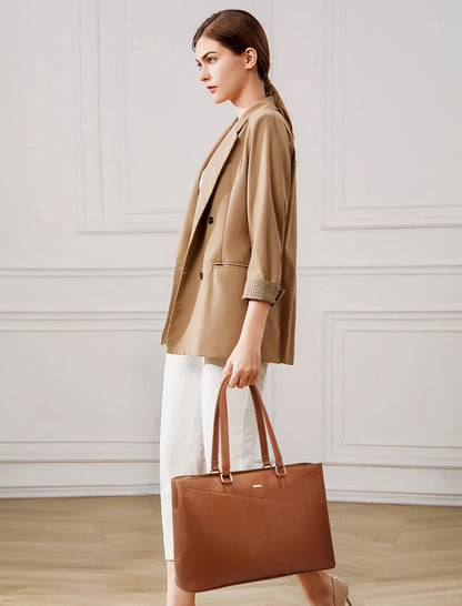LOVEVOOK Laptop Tote Bag for Women,15.6 Inch Waterproof Computer Bags Women Business Office Work Bag Briefcase, Brown