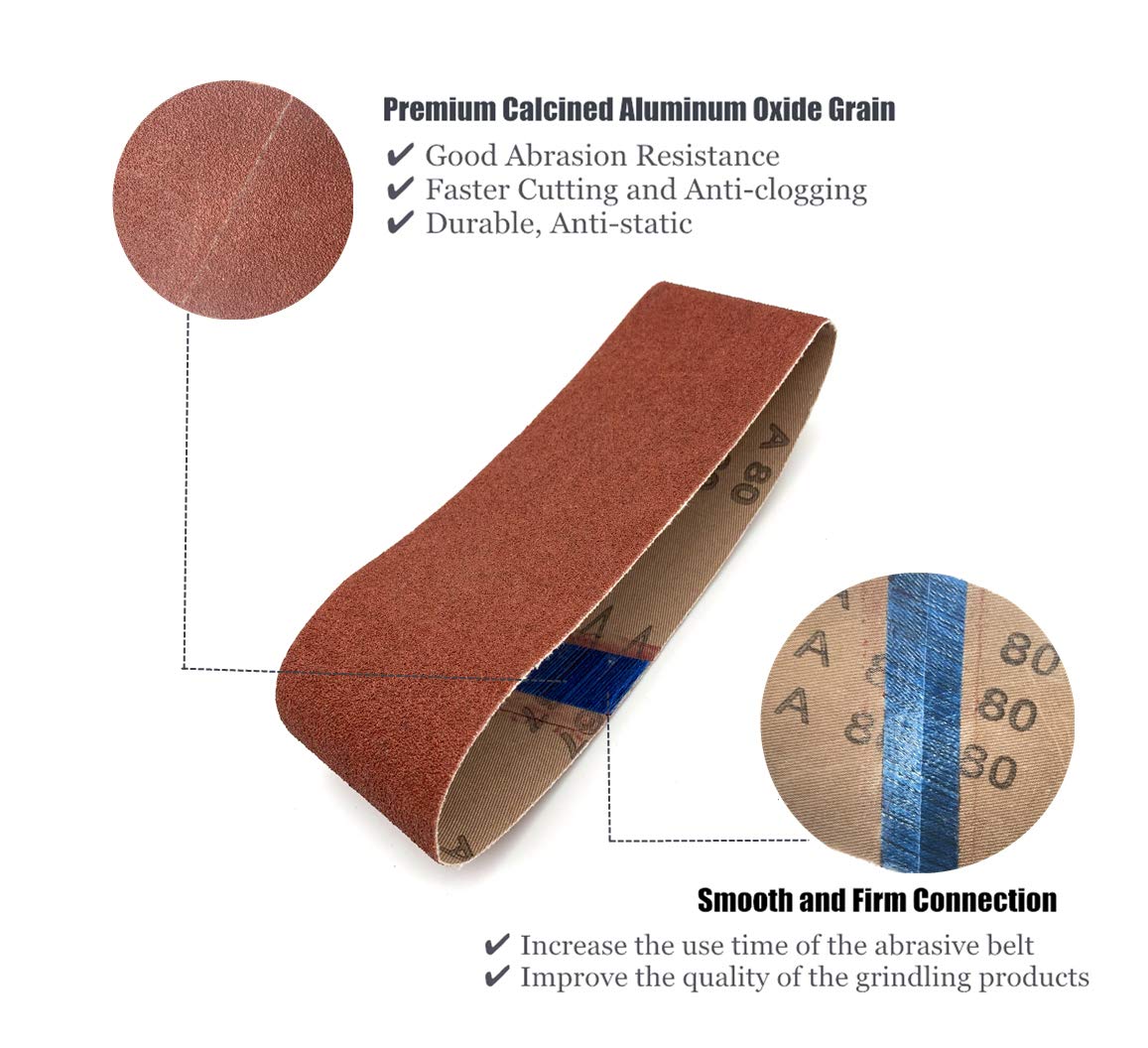 4x24 Sanding Belts for Belt Sander 4 x 24,5 Each of 40 80 120 240 Grits Aluminum Oxide Belt Sander Paper, 20 Pack