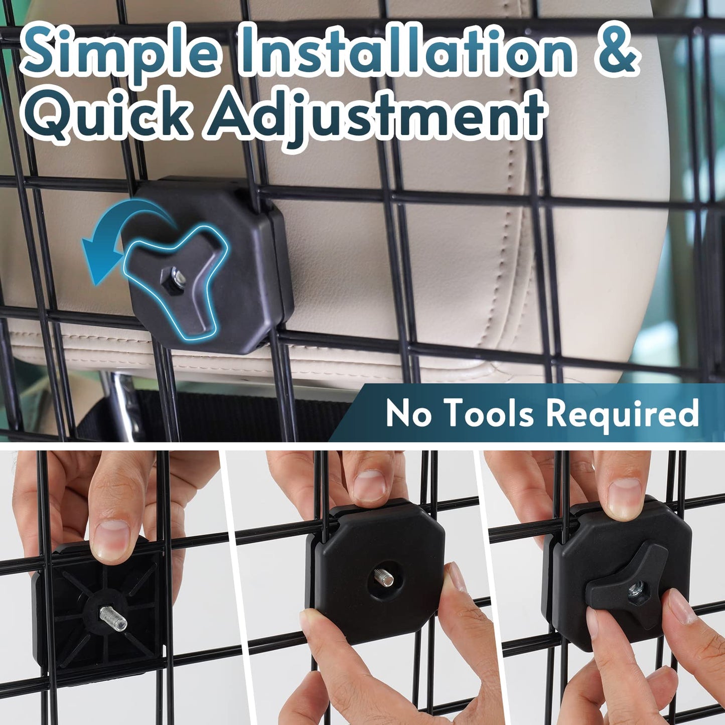 rabbitgoo Dog Car Barrier for SUVs, Adjustable Large Pet Gate, Universal-Fit Divider Cargo Net, Heavy-Duty Wire Mesh Dog Barrier SUV, Van Vehicles Subaru Car Accessories Safety Travel, Standard Model