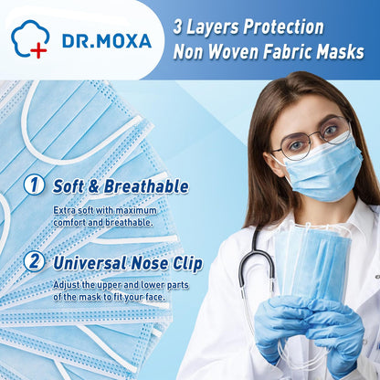 100 Pack Disposable Face Masks, Medical Grade 3 Ply Protection Face Mask for Adults - Comfortable,Soft, Breathable