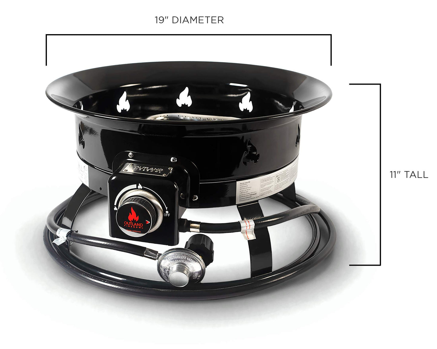 Outland Living Portable Propane Fire Pit, 19-inch, 58,000 BTU with Fire Pit Cover & Carry Kit, Smokeless Gas Firebowl | Perfect for Camping, Patio, Backyard, Tailgating, Deck, RV| Black 893 Deluxe