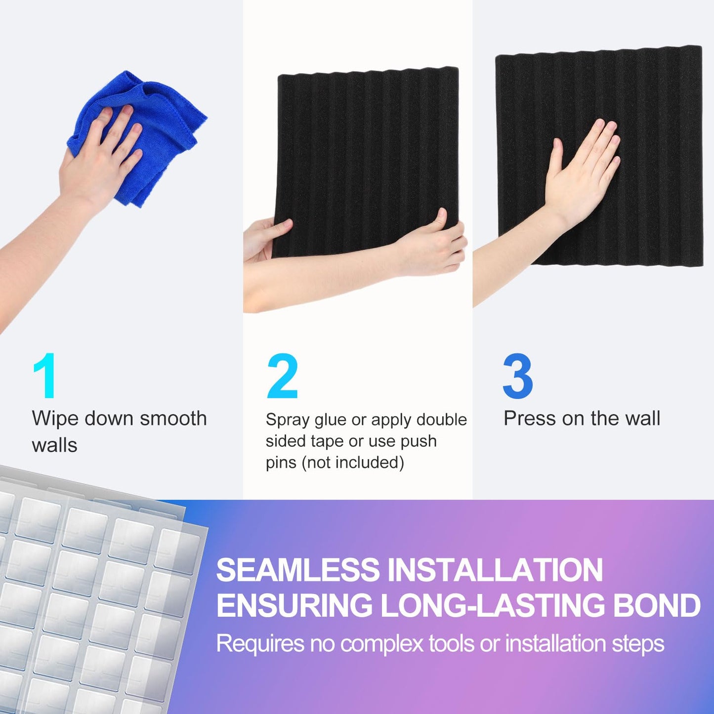 JBER 48 Pack Charcoal Acoustic Panels Studio Foam Wedges Fireproof Soundproof Padding Wall Panels 2.5 X 30 X 30cm/1" X 12" X 12"