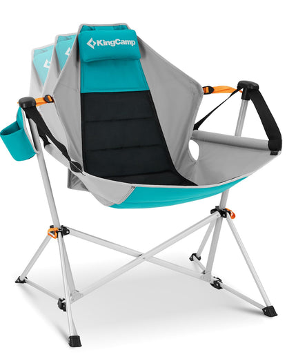 KingCamp Hammock Camping Chair, Swinging Portable Folding Camp Chairs for Adults Max 400lbs Heavy Duty Foldable Oversized Rocker with Aluminum Alloy Frame Cup Holder for Outdoor Beach Patio Sport