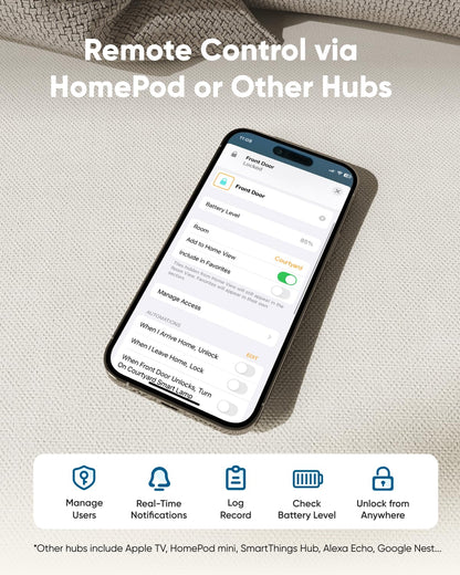 eufy Security Smart Lock C34, Keyless Entry Door Lock with Apple Home Ecosystem, Built-in Wi-Fi Deadbolt for Front Door or Back, Supports Matter, Alexa, Google Home, SmartThings