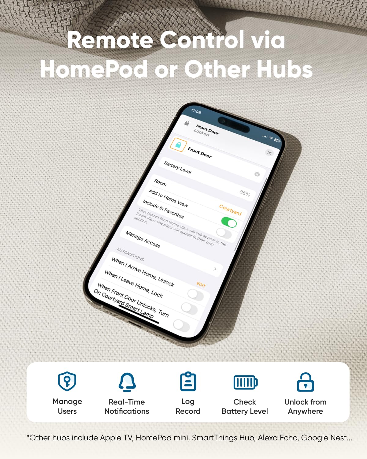 eufy Security Smart Lock C34, Keyless Entry Door Lock with Apple Home Ecosystem, Built-in Wi-Fi Deadbolt for Front Door or Back, Supports Matter, Alexa, Google Home, SmartThings