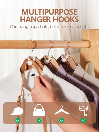 HOUSE DAY Space Saving Hangers 20 Pack, Clothes Hanger Connector Hooks, Heavy Duty Closet Space Saver, Small Space Solutions, Cascading Dorm Room Closet Organizer and Storage - White