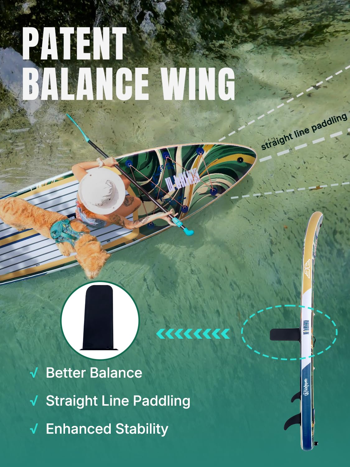 Niphean Inflatable Stand Up Paddle Board with Stabiltrac Fin Design and Durable SUP Accessories, 11’ Stable Inflatable Paddle Boards for Adults & Youth of All Skill Levels