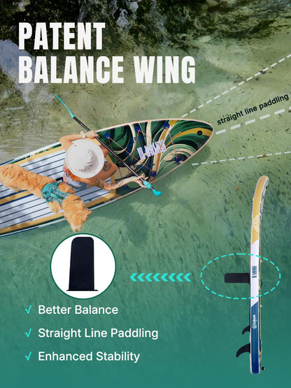 Niphean Inflatable Stand Up Paddle Board with Stabiltrac Fin Design and Durable SUP Accessories, 11’ Stable Inflatable Paddle Boards for Adults & Youth of All Skill Levels