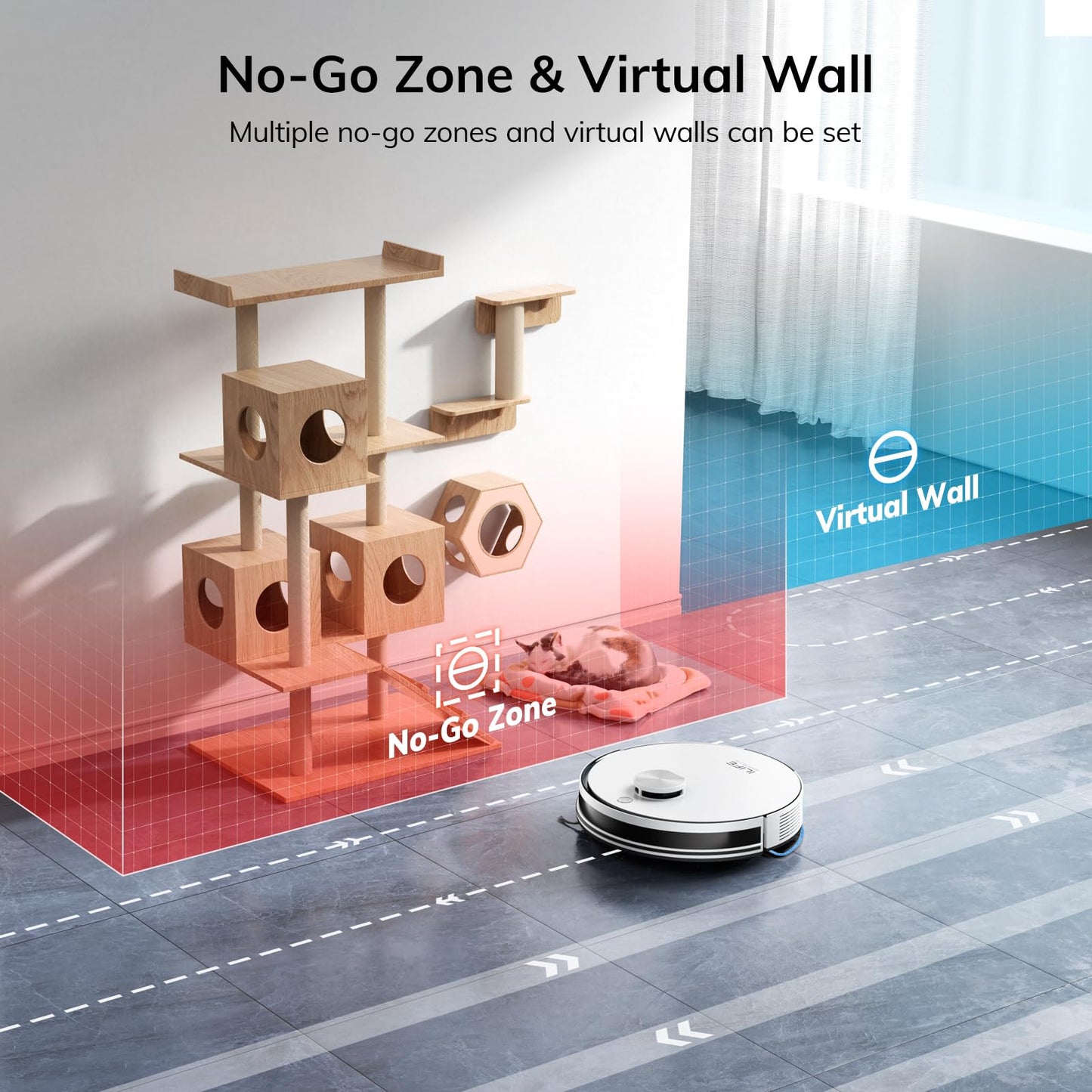 ILIFE A30 Pro Robot Vacuum and Mop, Self Emptying Station for 60 Days, 5000Pa Suction, LiDAR Navigation, No-Go Zones, 2.4G WiFi/App/Alexa/Remote Control, Roller Brush for Carpet, Hard Floors, 110V