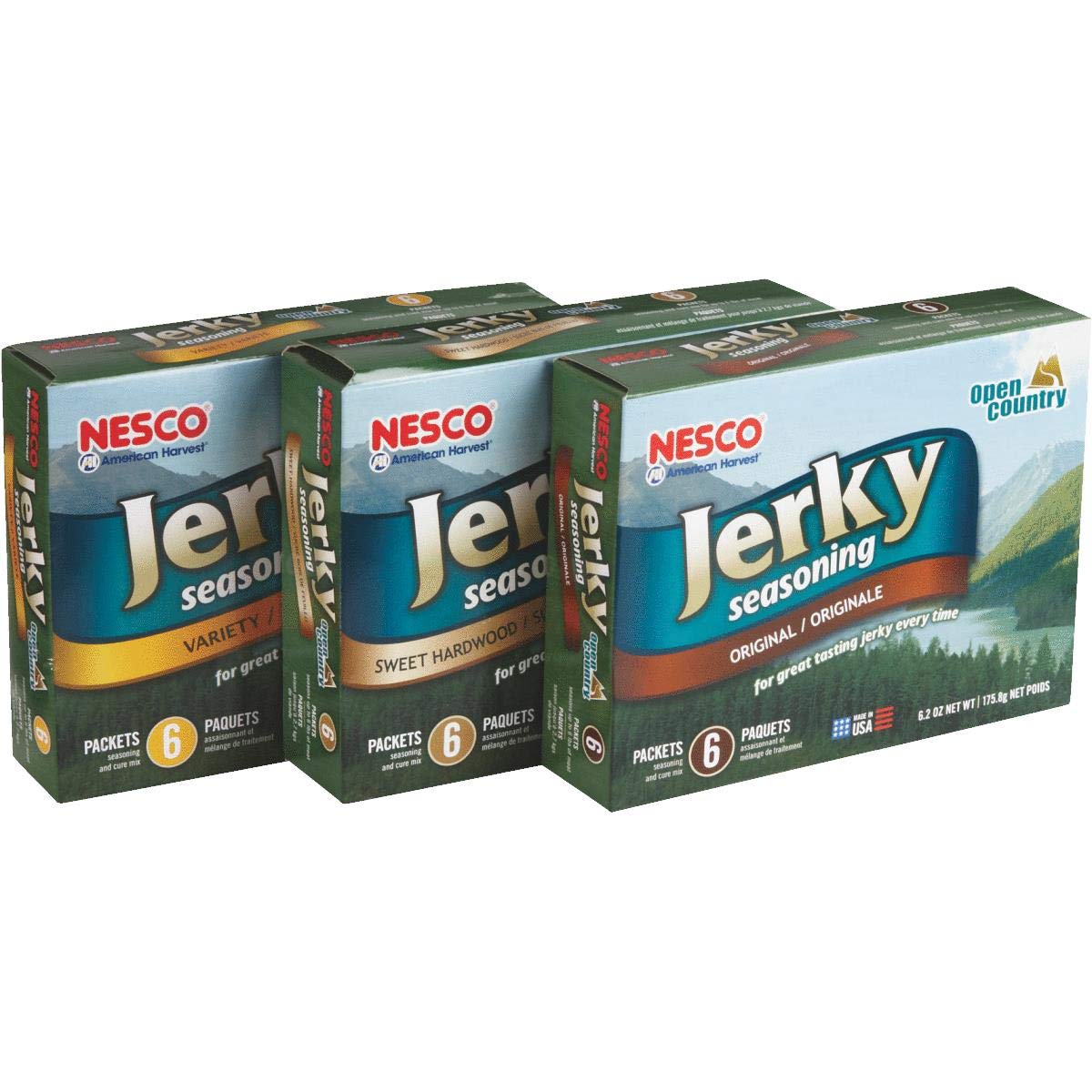 NESCO BJV-6, Jerky Spice Works, 3 Flavors Variety Pack, Packaging May Vary, 6 Piece Assortment