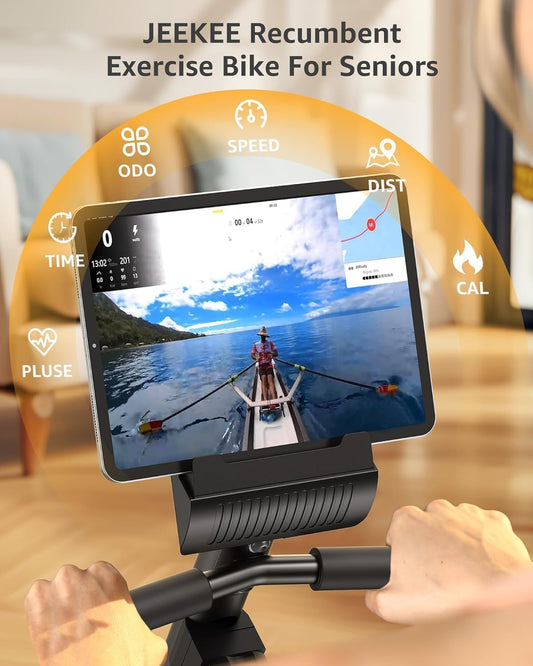 JEEKEE Recumbent Exercise Bike for Adults Seniors - Indoor Magnetic Cycling Fitness Equipment for Home Workout Black