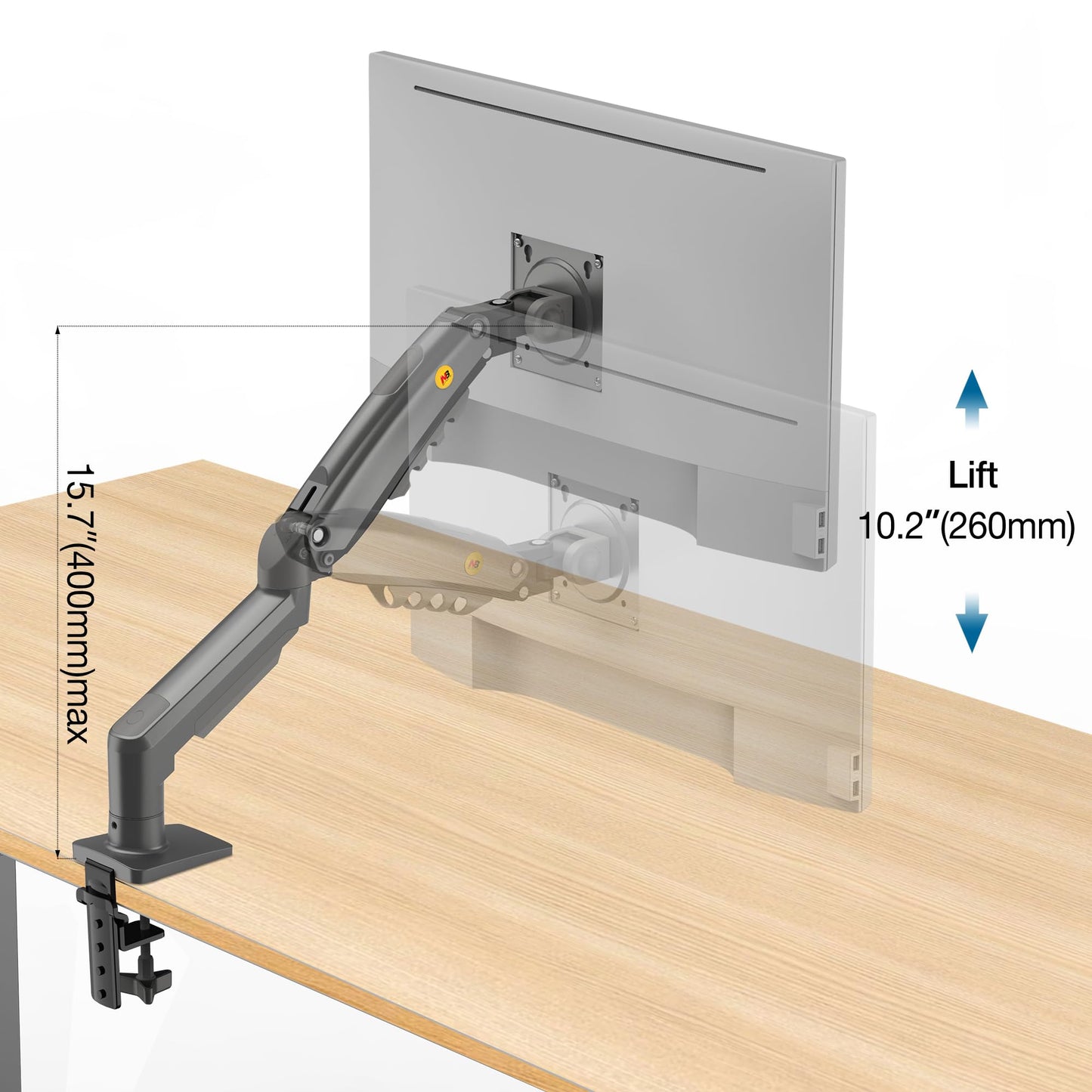 NB North Bayou Monitor Mount,Fits 17-30" or Bigger Computer Monitors(Within 19.8lbs), Adjustable Stand with Tilt Rotation Swivel Function, Desk Mount F80
