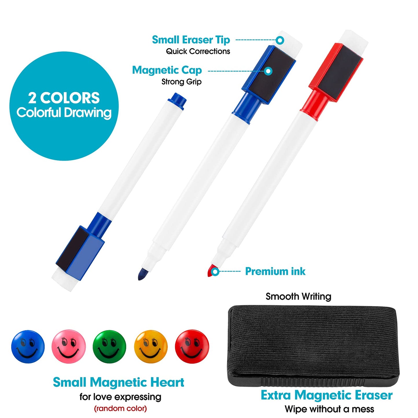 Magnetic Dry Erase White Boards for Refrigerator, 2 Pack 17”x12” Fridge Whiteboards Menu Organizer Boards, 3 Markers with Eraser, 1 Big Dry Eraser and 4 Pin Magnets for Grocery List, Planner, Kitchen
