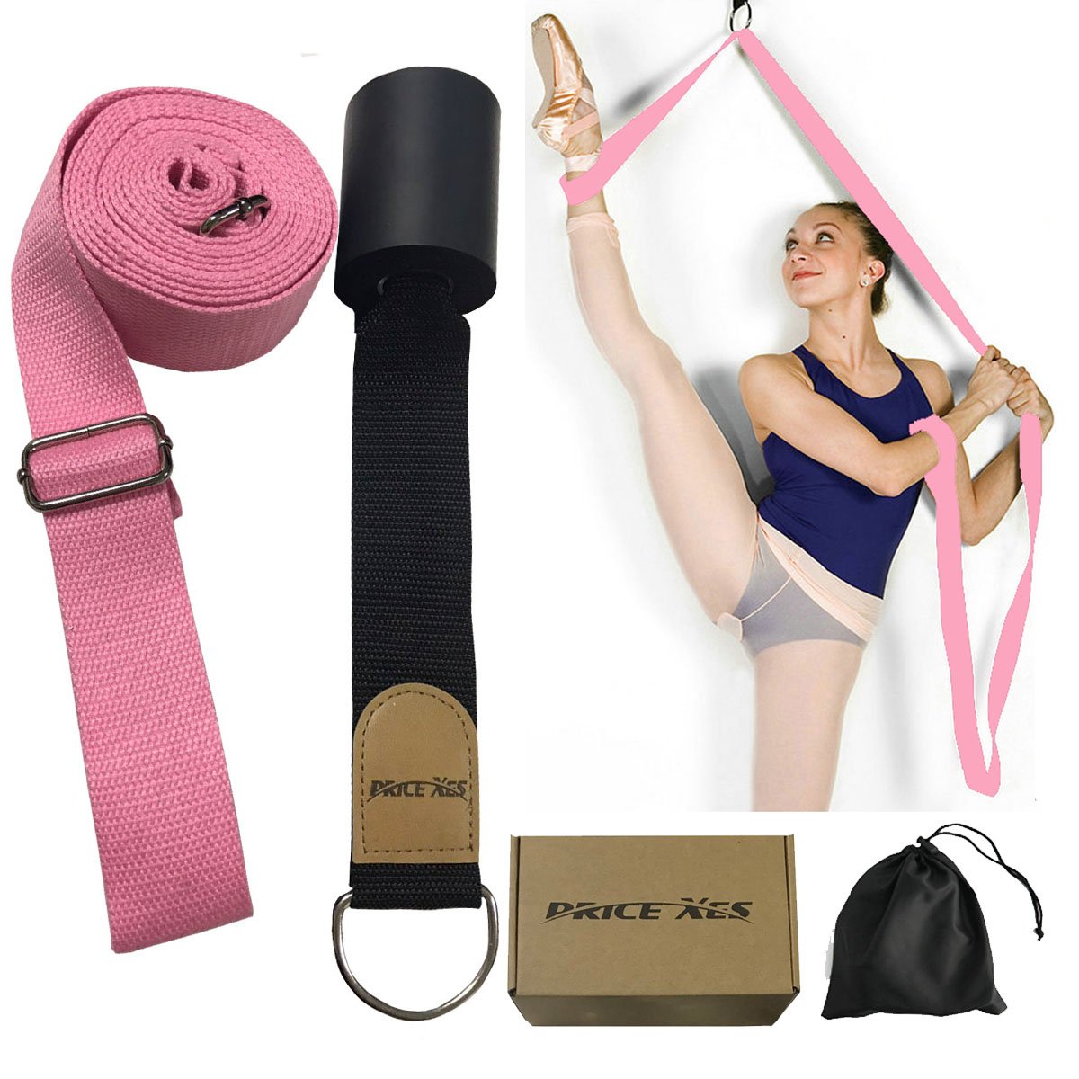 Leg Stretch Band - to Improve Leg Stretching - Easy Install on Door - Perfect Home Equipment for Ballet, Dance and Gymnastic Exercise Flexibility Stretching Strap Foot Stretcher Bands (Pink)