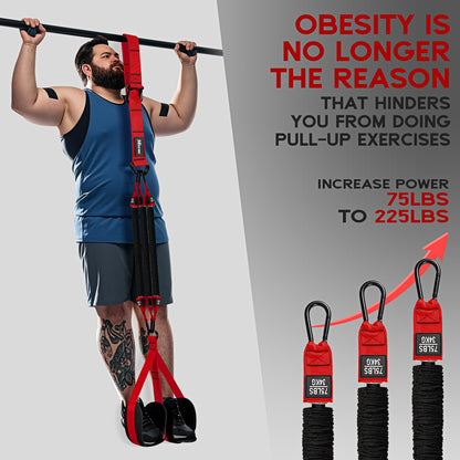 HOXWC Pull Up Assistance Bands, Heavy-Duty Pull Up Bands Set for Men & Women, Height Adjustable Strap & Comfortable Foot Strap, Pull Up Assist Straps for Body Stretching, Muscle Training