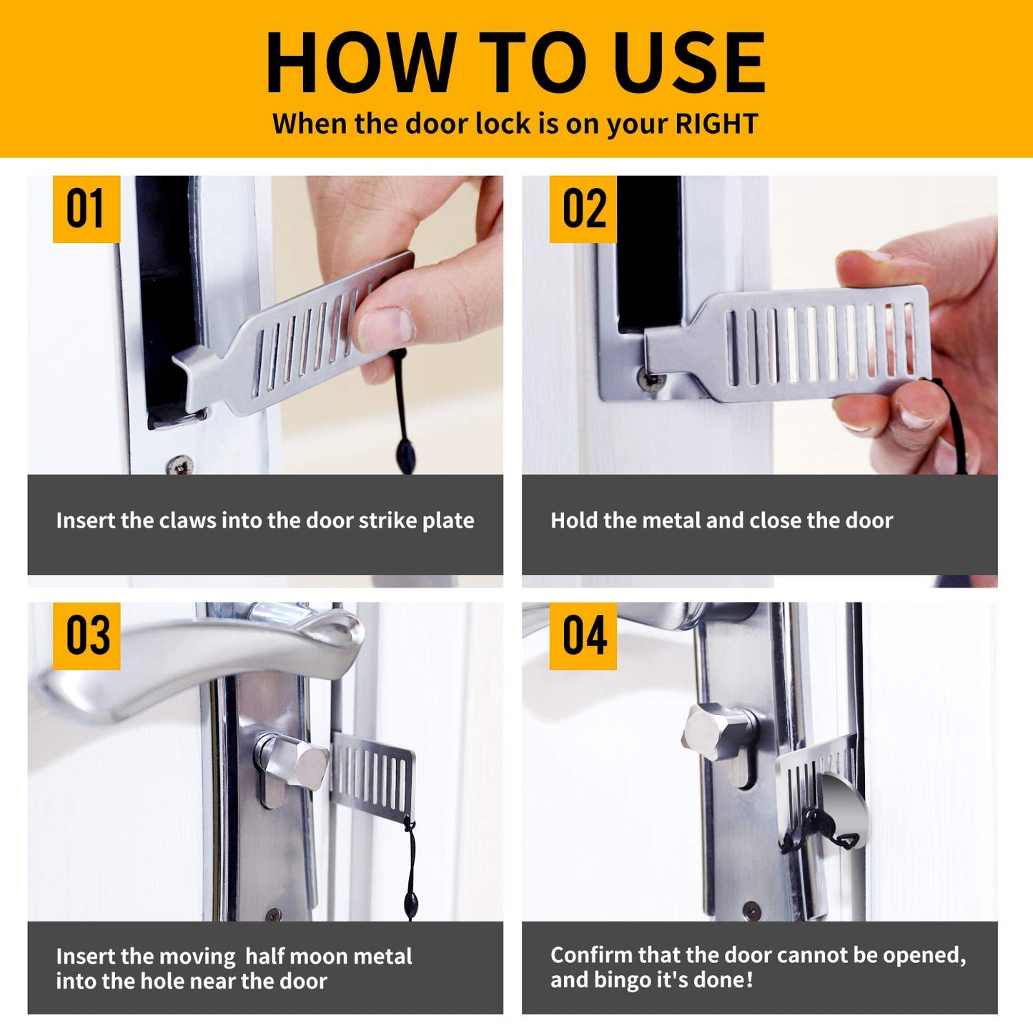 Portable Door Lock for Travel - Improved Travel Hotel Door Lock Apartment Security Device Door Jammer ozozo