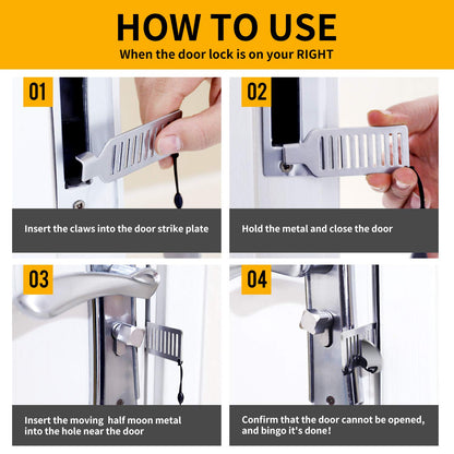 Portable Door Lock for Travel - Improved Travel Hotel Door Lock Apartment Security Device Door Jammer ozozo