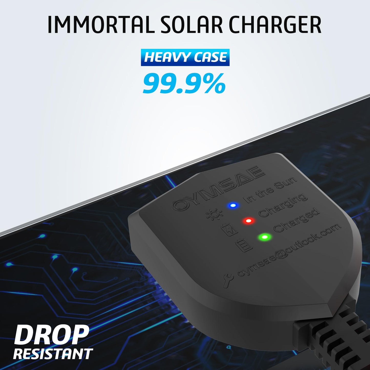 OYMSAE 5W 12V Solar Car Battery Charger Portable Waterproof Solar Power Battery Charger & maintainer with Trickle Cigarette Lighter Plug & Alligator Clip