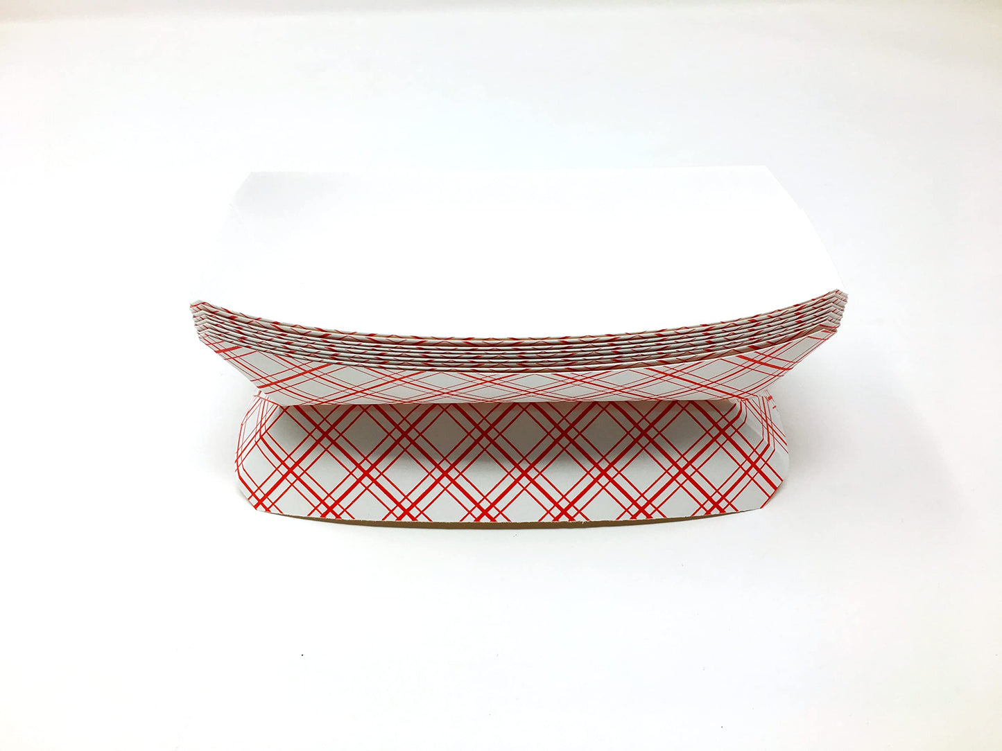 Mr Miracle 7 Inch Paper Hot Dog Tray in Red White Pattern. Pack of 100. Disposable, Recyclable and Fully Biodegradable. Made in USA