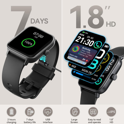 aeac Smart Watches for Men Women Answer/Make Call, Alexa Bulit-in, 1.8" HD Fitness Tracker for Android iOS, Smart Watch with IP68 Waterproof/110 Sport Modes/Heart Rate/Sleep Monitor/Calories/Pedometer