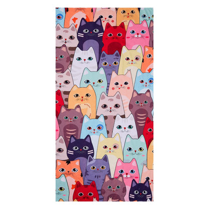 LIVILAN Large Kitten Cat Beach Towel, 30" X 60" Soft Microfiber, Absorbent, Quick Dry, Sand Free, Light, Multiuse for Bath, Pool, Swim, Cute Cat Gifts