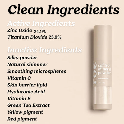 Roe Wellness- Kids SPF 50 Brush On Mineral Sunscreen Powder, Reef-Friendly, Easy to Apply for Kids, Babies & Parents