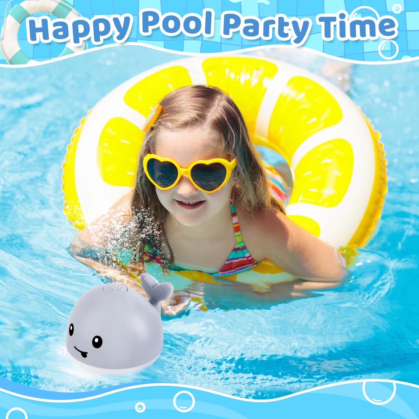 Gigilli Upgraded Baby Bath Toys, Rechargeable Light Up Bath Toys for Kids 1-3, Baby 6-12 12-18 Months Whale Bath Toy Sprinkler, Fountain Bathtub Toys Toddler Newborn Birthday Gifts