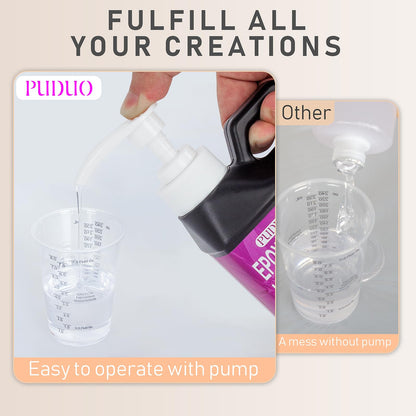 Puduo Epoxy Resin Kit 36OZ，Newly Formulated Crystal Clear Epoxy Resin，Strong, Bubble-Free, Anti-Yellowing Art Resin That，Suitable for DIY, Resin Art, Molds, Jewelry Making, Easy to Mix 1:1 Ratio