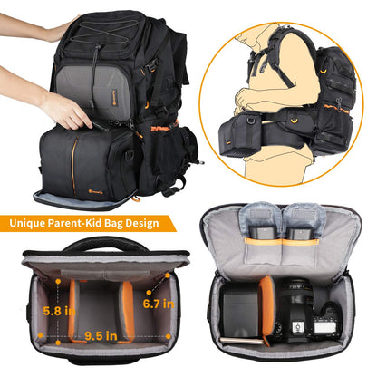 TARION Large Waterproof Camera Backpack - 2 in 1 Professional Camera Bags for Photographers with 15.6" Laptop Compartment & Raincover & Tripod Holder (PB01)